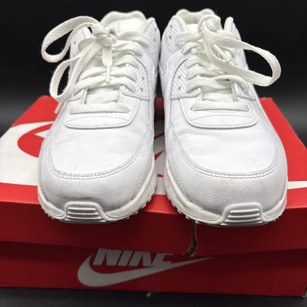 Nike Air Max 90 LTR GS Kid's Sneakers Size 6.5Y Low White Good Used W/Box